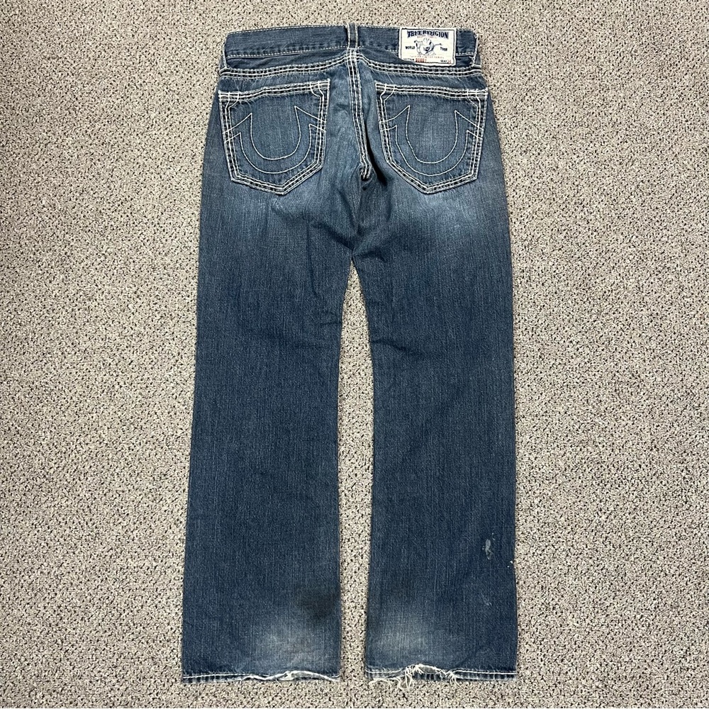 True Religion Men's 00s Archive Straight Jeans in Faded Blue
